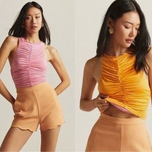 Anthropologie Pilcro Reversible Pink & Orange Ruched Tank Top Medium